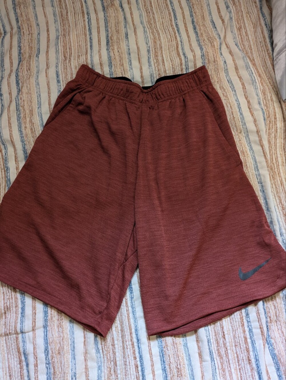 Nike Men's Rust Red Athletic Shorts with Swoosh